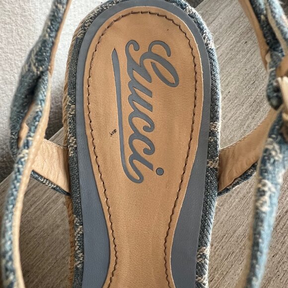 GUCCI Denim GG Espadrille Wedge Sandals – Style 291098 - Picture 9 of 12